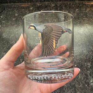 Bird Dog of the Day Chukar Partridge Low Ball Whiskey Glass Casey Underwood Art